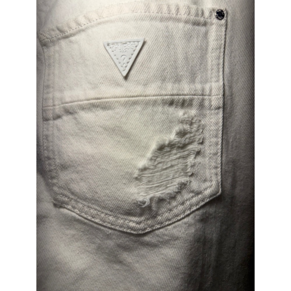 Guess Los Angeles Boy Fit White Distressed Ripped Jeans Size 28 Womens - Picture 4 of 7